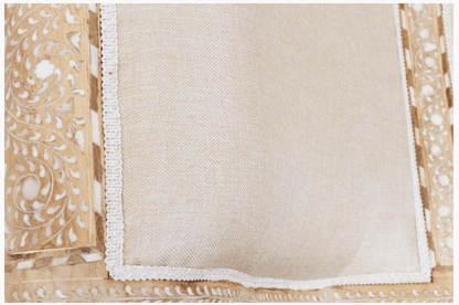 Luxurious Bone Inlay Daybed/Bench - Light Teak Wood and White Upholstery Daybed - Bone Inlay Furnitures