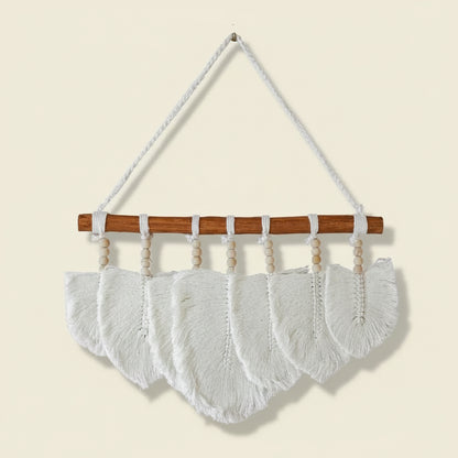 MACRAME FEATHERS WALL ART | WHITE