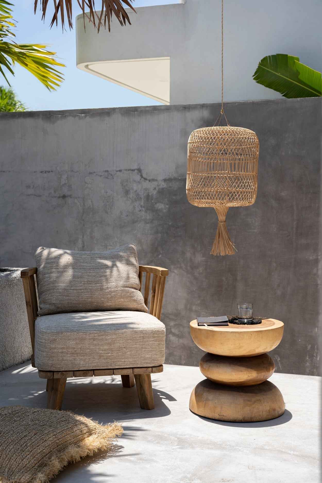 MALAWI ONE-SEATER SOFA CHAIR | BEIGE | RECLAIMED TEAK | IN-OUTDOORS