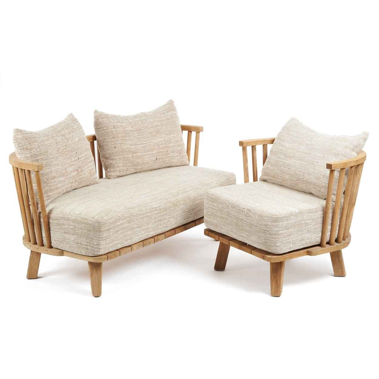 MALAWI ONE-SEATER SOFA CHAIR | BEIGE | RECLAIMED TEAK | IN-OUTDOORS