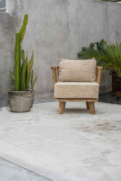 MALAWI ONE-SEATER SOFA CHAIR | BEIGE | RECLAIMED TEAK | IN-OUTDOORS