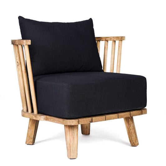 MALAWI ONE-SEATER SOFA CHAIR | BLACK | RECLAIMED TEAK | IN-OUTDOORS