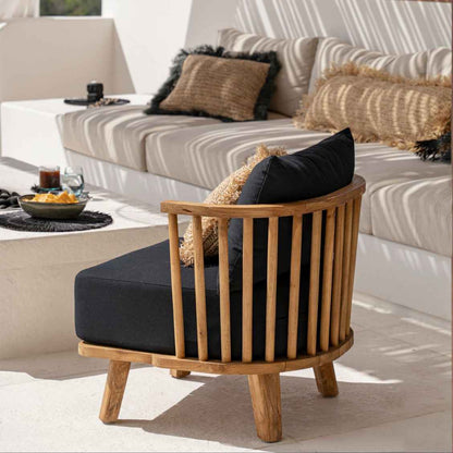MALAWI ONE-SEATER SOFA CHAIR | BLACK | RECLAIMED TEAK | IN-OUTDOORS