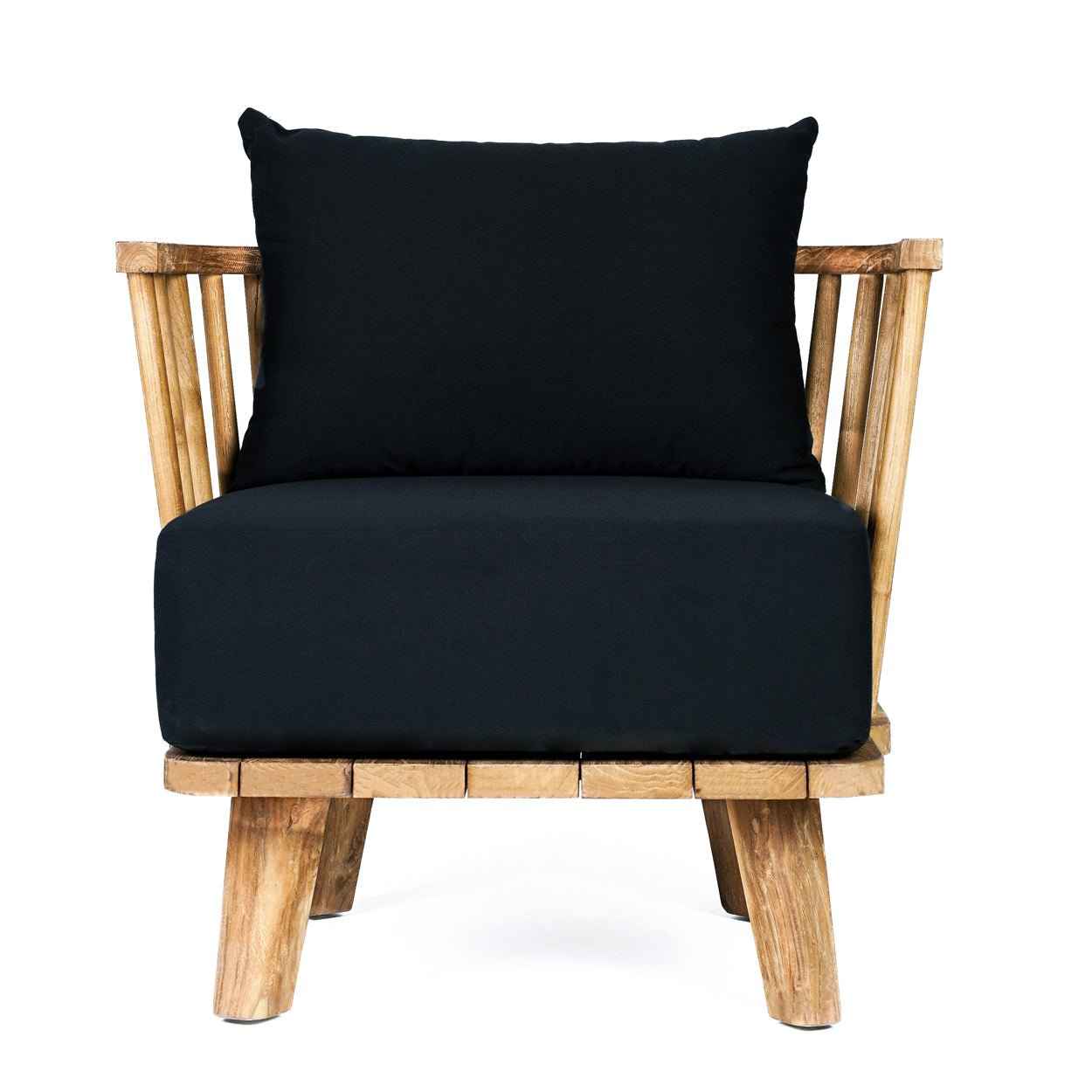 MALAWI ONE-SEATER SOFA CHAIR | BLACK | RECLAIMED TEAK | IN-OUTDOORS