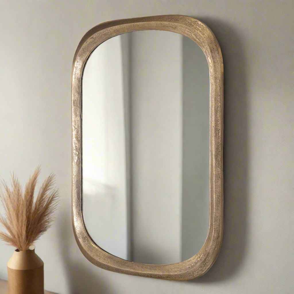 MALONE CAST ALUMINUM BRASS MIRROR