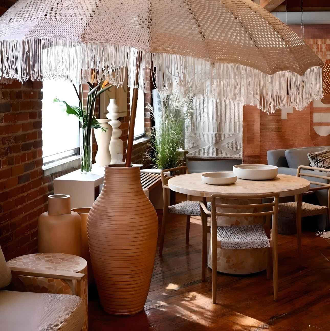 MARBLED TERRAZZO OUTDOOR PEDESTAL DINING TABLE: CORAL