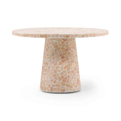 MARBLED TERRAZZO OUTDOOR PEDESTAL DINING TABLE: CORAL