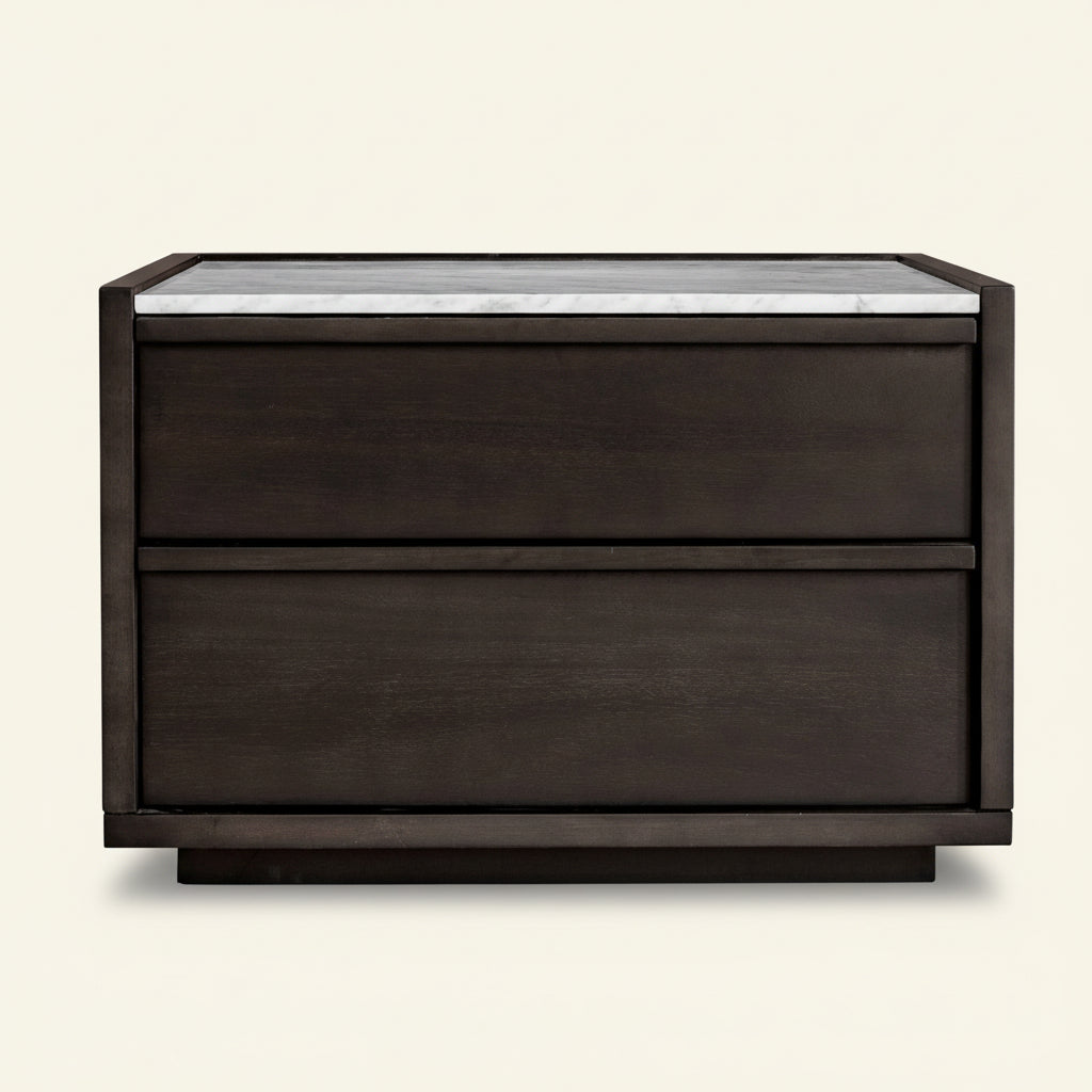 MASON ACACIA WOOD + MARBLE TOP NIGHTSTAND