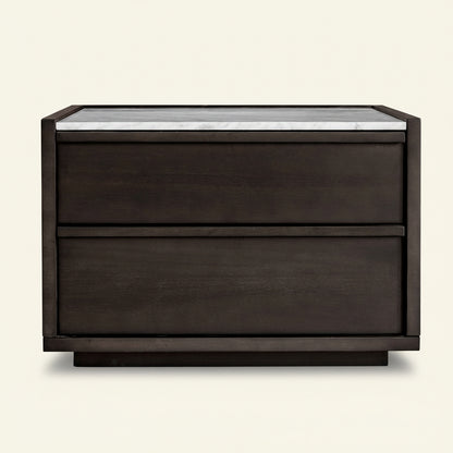 MASON ACACIA WOOD + MARBLE TOP NIGHTSTAND