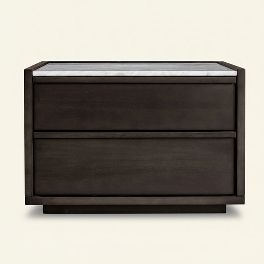 MASON ACACIA WOOD + MARBLE TOP NIGHTSTAND