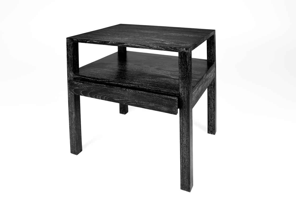 Minimalist Bedside Table - Black Cerused