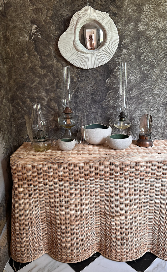 Scallop Wicker Console Table 48"