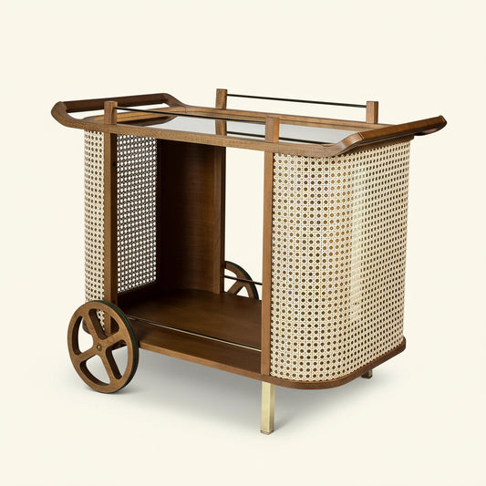 MODERN BRAZILIAN DINDA SOLID TAUARI WOOD BAR CART