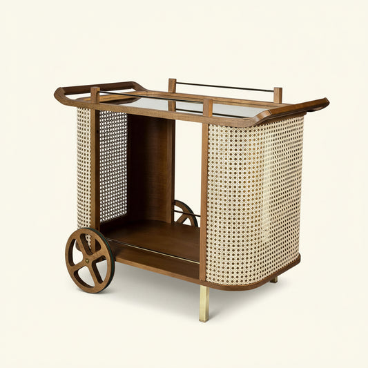MODERN BRAZILIAN DINDA SOLID TAUARI WOOD BAR CART