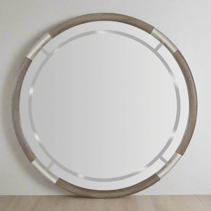 MODERN MOOD METAL ACCENTS ROUND MIRROR