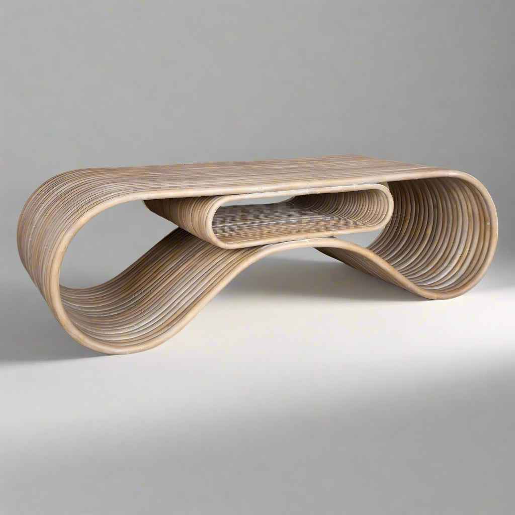 MONTROSE WHITEWASH RATTAN POLE COFFEE TABLE