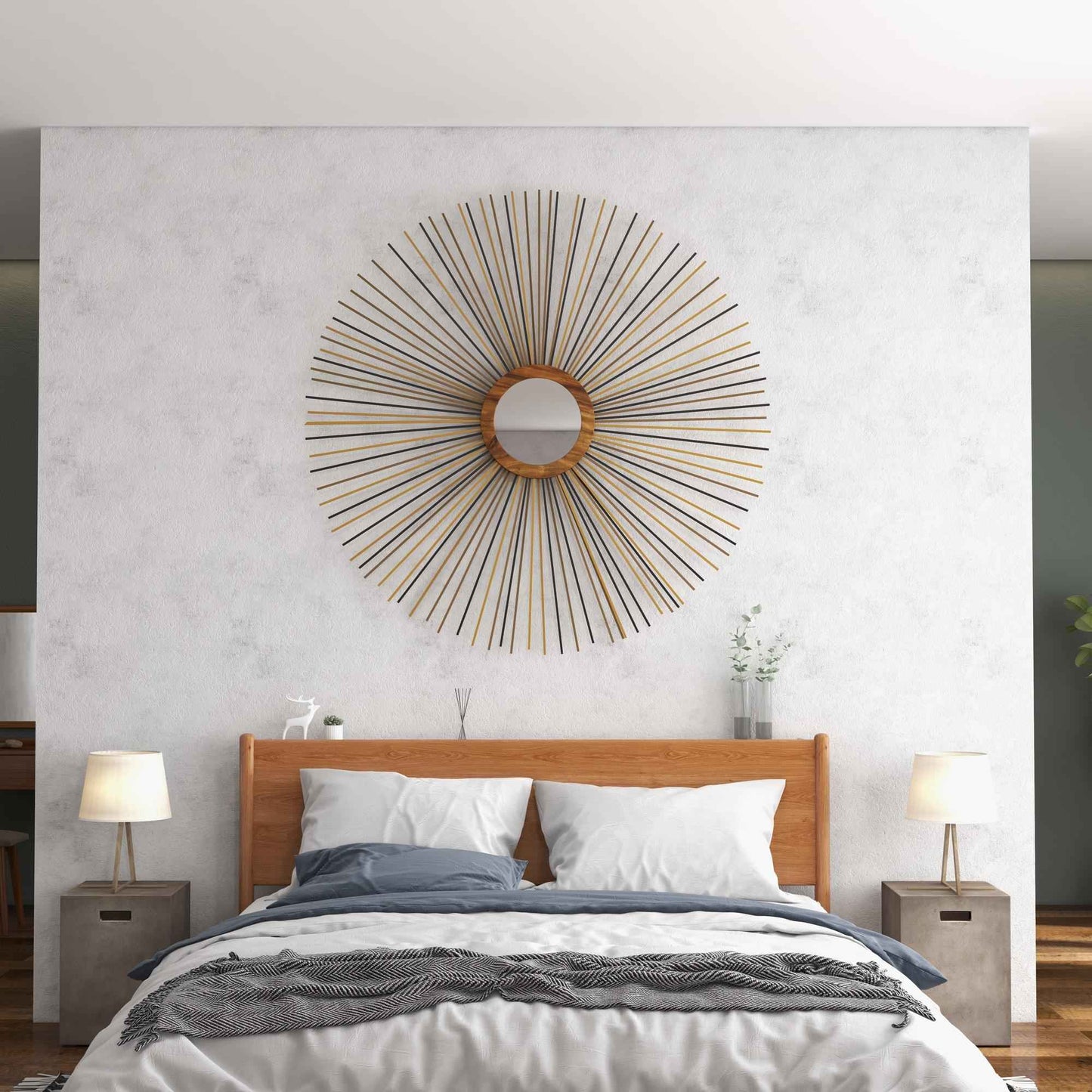 NATURALS SOLID CHAMCHA STICK FIREWORK MIRROR WITH FRAME