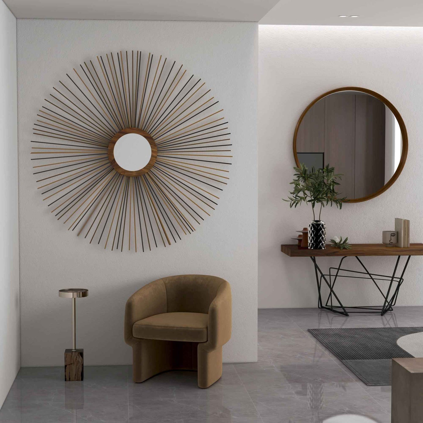 NATURALS SOLID CHAMCHA STICK FIREWORK MIRROR WITH FRAME