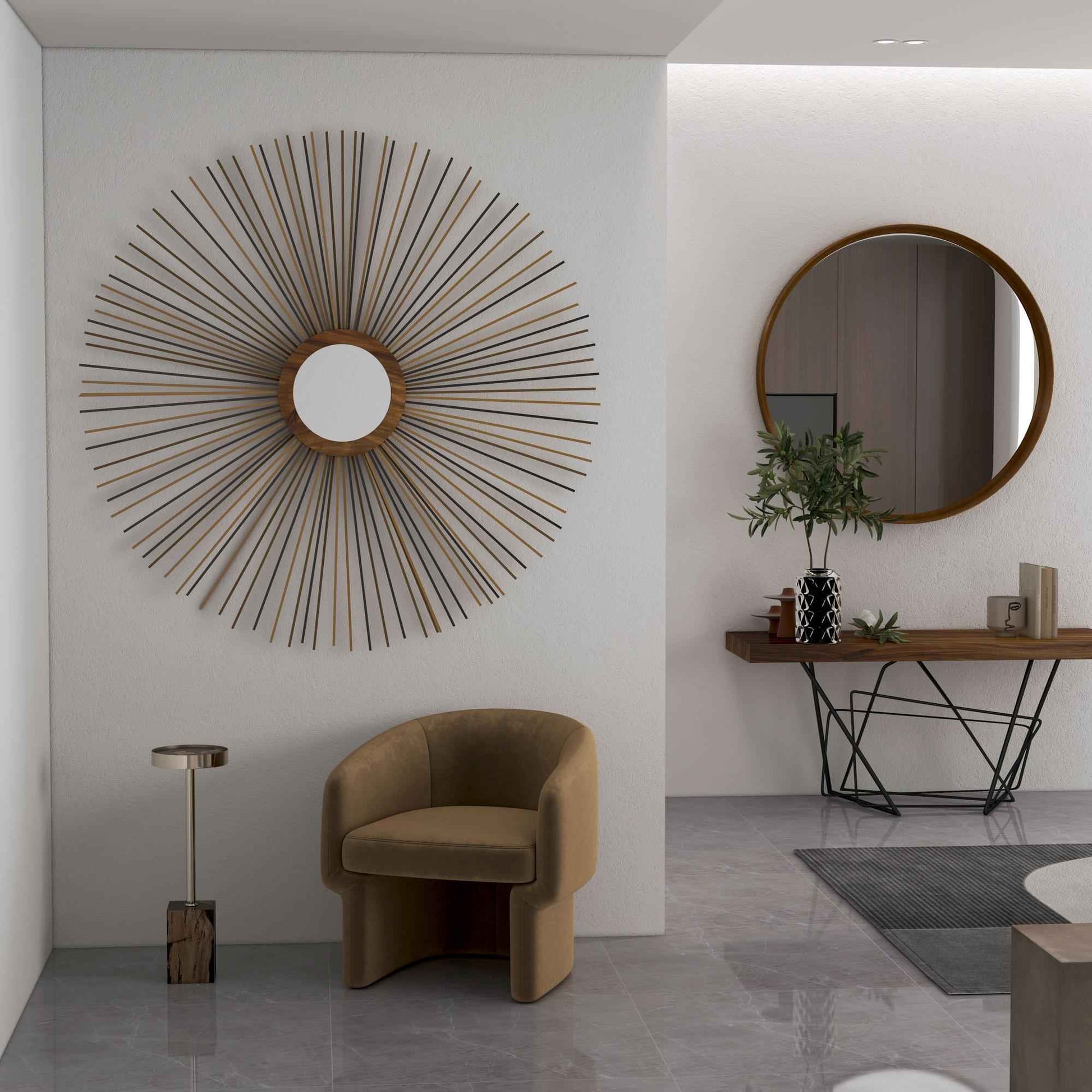 NATURALS SOLID CHAMCHA STICK FIREWORK MIRROR WITH FRAME