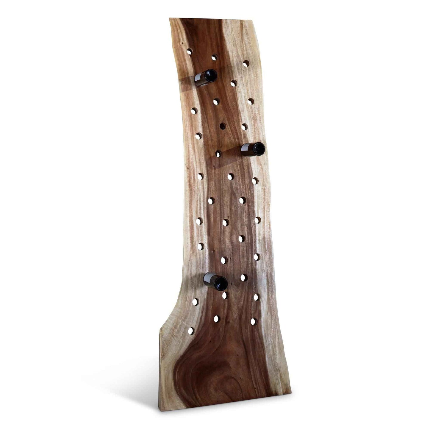 NATURALS SOLID CHAMCHA WOOD LEANING CHAMCHA WINE RACK