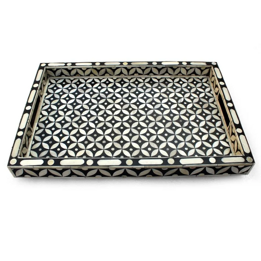 Handmade Bone Inlay Customized Serving Tray Floral Design for Home Decor, Tray for Wedding, Tray for Restaurant, Tray for Coffee Table, Tray for Decor