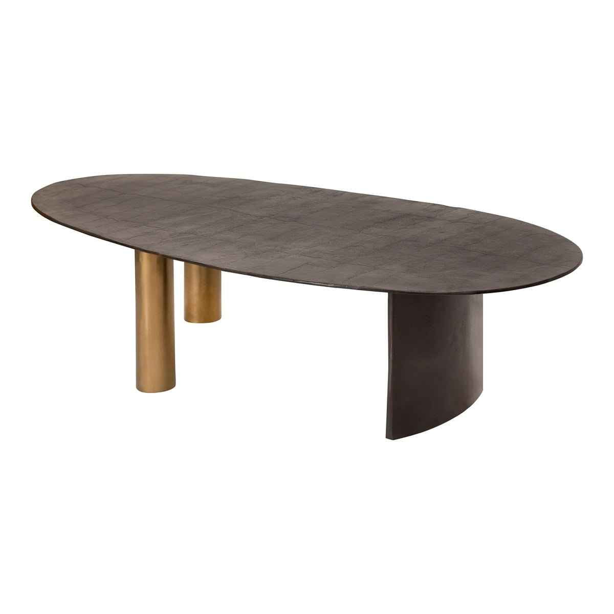 NICKO RAW ALUMINUM OVAL COFFEE TABLE
