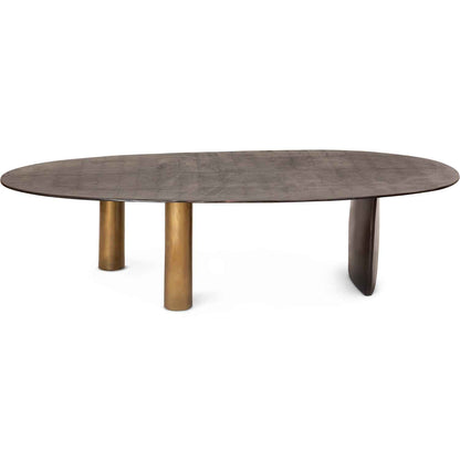 NICKO RAW ALUMINUM OVAL COFFEE TABLE
