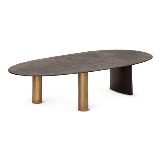 NICKO RAW ALUMINUM OVAL COFFEE TABLE
