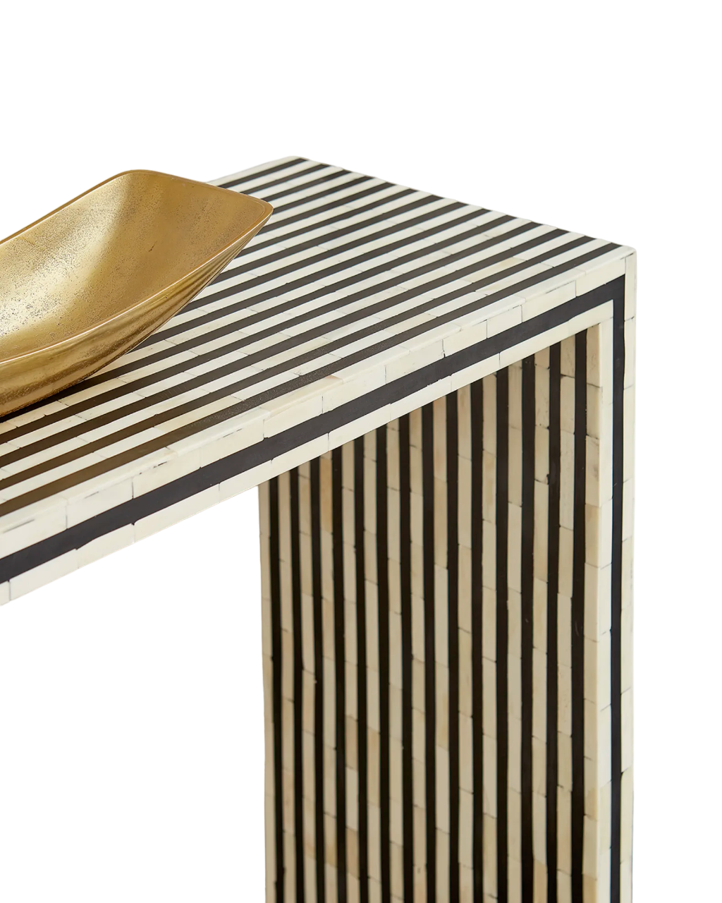 Handmade Bone Inlay Console Table Black and White Stripe Design | Unique Exotic Design for Entryway, Living Room, and Dining Room Decor