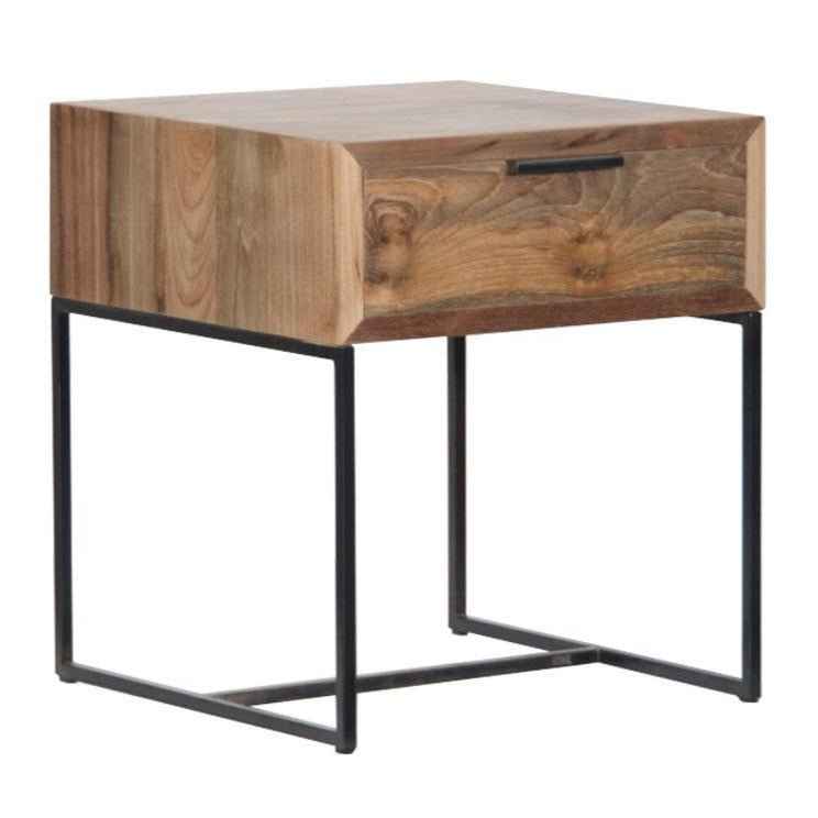 NOAH (BED)SIDE TABLE | NATURAL RECLAIMED TEAK + BLACK