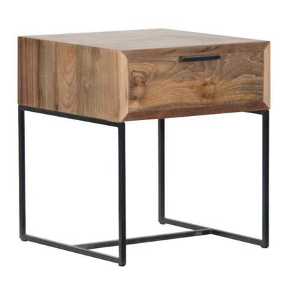 NOAH (BED)SIDE TABLE | NATURAL RECLAIMED TEAK + BLACK