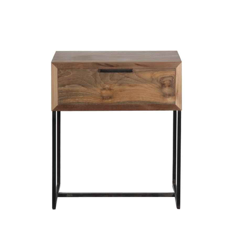 NOAH (BED)SIDE TABLE | NATURAL RECLAIMED TEAK + BLACK