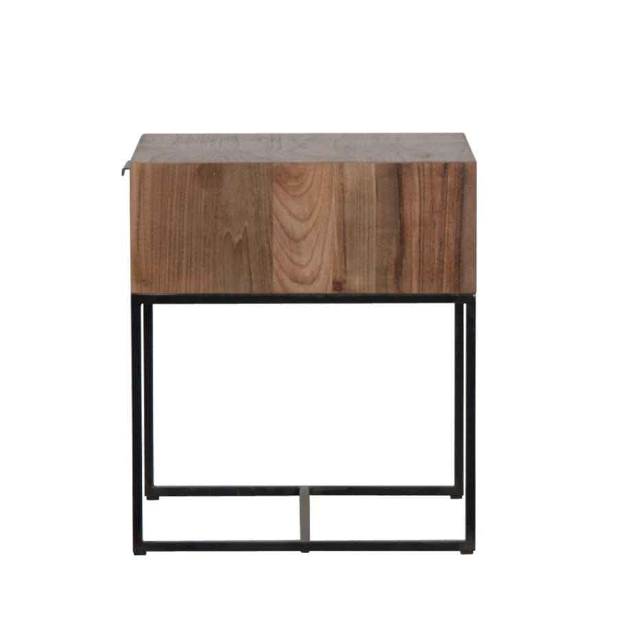 NOAH (BED)SIDE TABLE | NATURAL RECLAIMED TEAK + BLACK