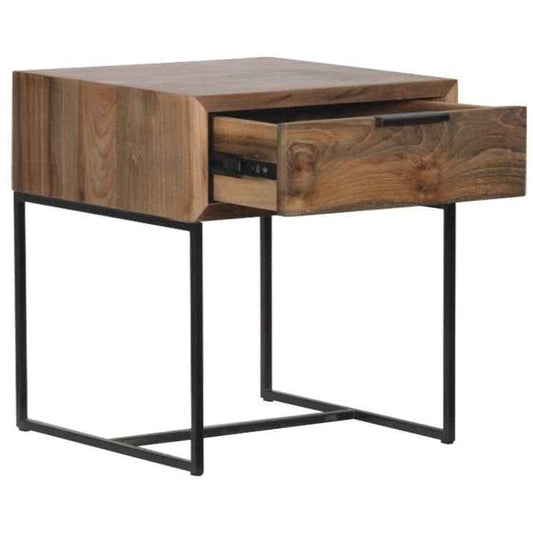 NOAH LARGE (BED)SIDE TABLE / RECYCLED TEAK + BLACK FRAME