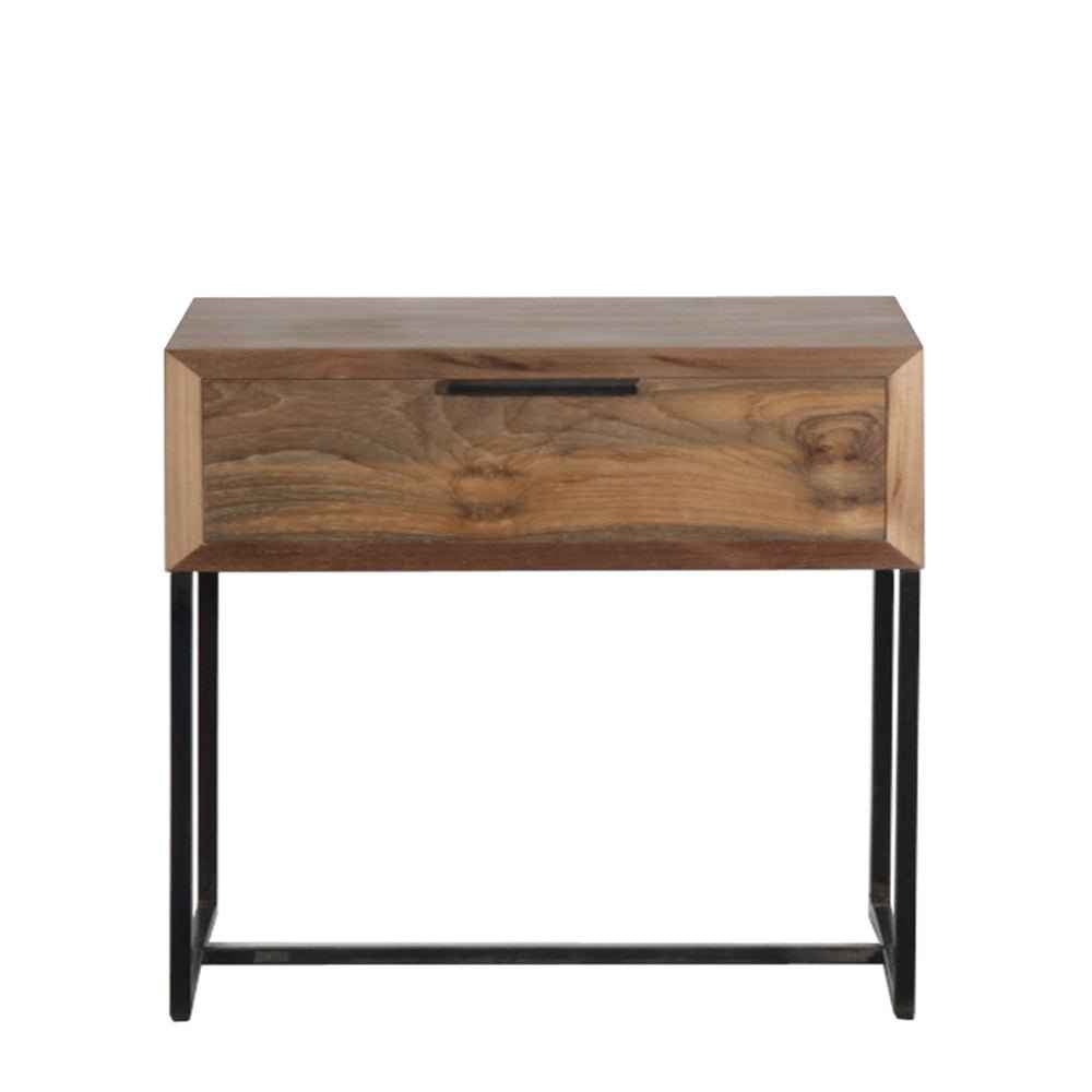 NOAH LARGE (BED)SIDE TABLE / RECYCLED TEAK + BLACK FRAME