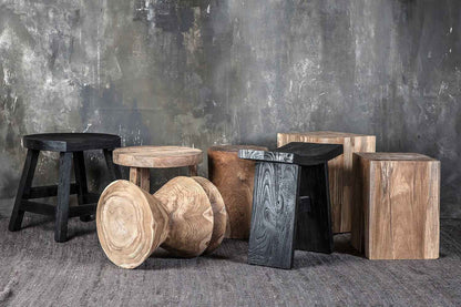 NOAH SIDE TABLE + STOOL | NATURAL