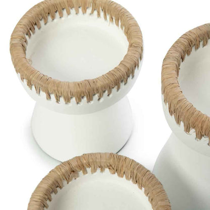 NOMAD CANDLE HOLDER | WHITE + NATURAL | 3 SIZES