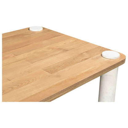 NORDIC NATURAL OAK + MARBLE POST DINING TABLE
