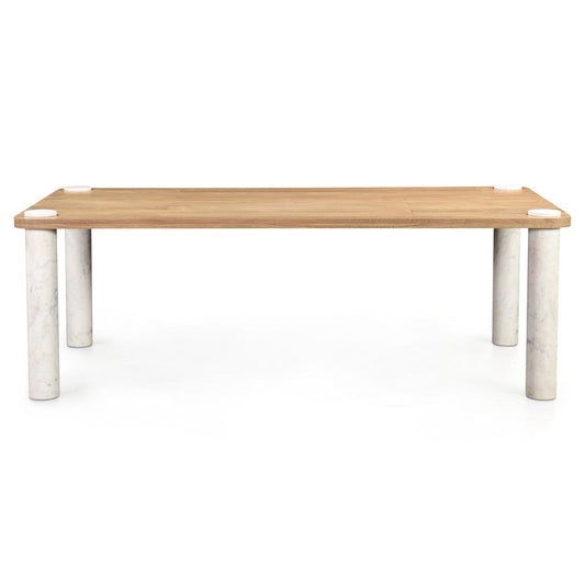 NORDIC NATURAL OAK + MARBLE POST DINING TABLE