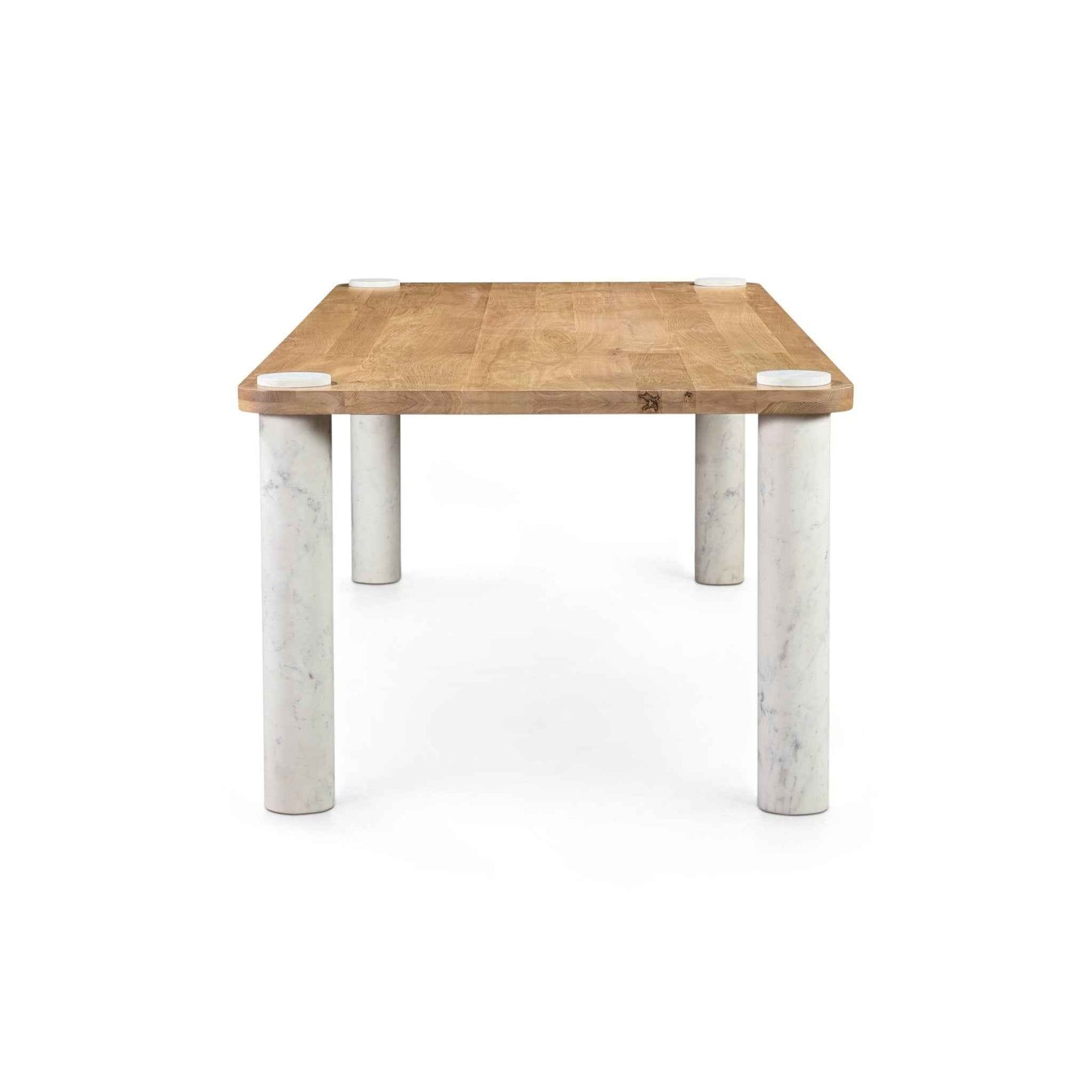 NORDIC NATURAL OAK + MARBLE POST DINING TABLE