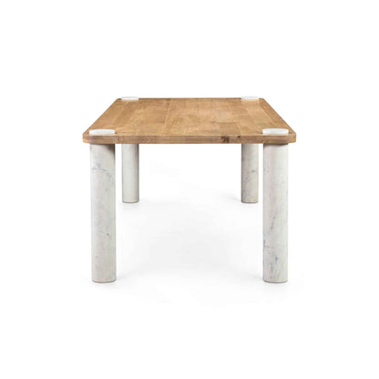NORDIC NATURAL OAK + MARBLE POST DINING TABLE