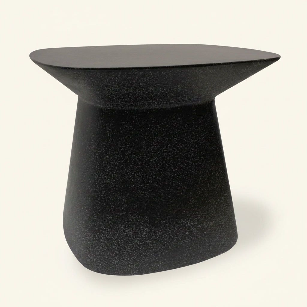 NORFOLK STONE SIDE TABLE + STOOL / BLACK (INDOOR-OUTDOOR)