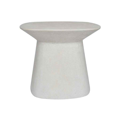 NORFOLK STONE SIDE TABLE + STOOL / WHITE (INDOOR-OUTDOOR)