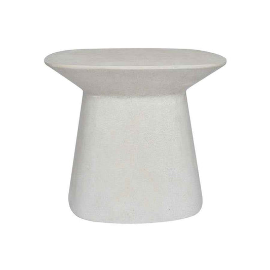NORFOLK STONE SIDE TABLE + STOOL / WHITE (INDOOR-OUTDOOR)