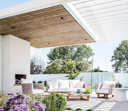 NORFOLK STONE SIDE TABLE + STOOL / WHITE (INDOOR-OUTDOOR)