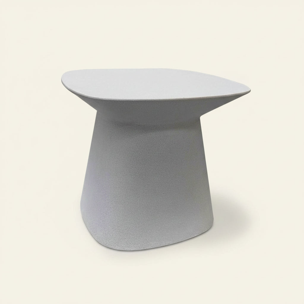 NORFOLK STONE SIDE TABLE + STOOL / WHITE (INDOOR-OUTDOOR)