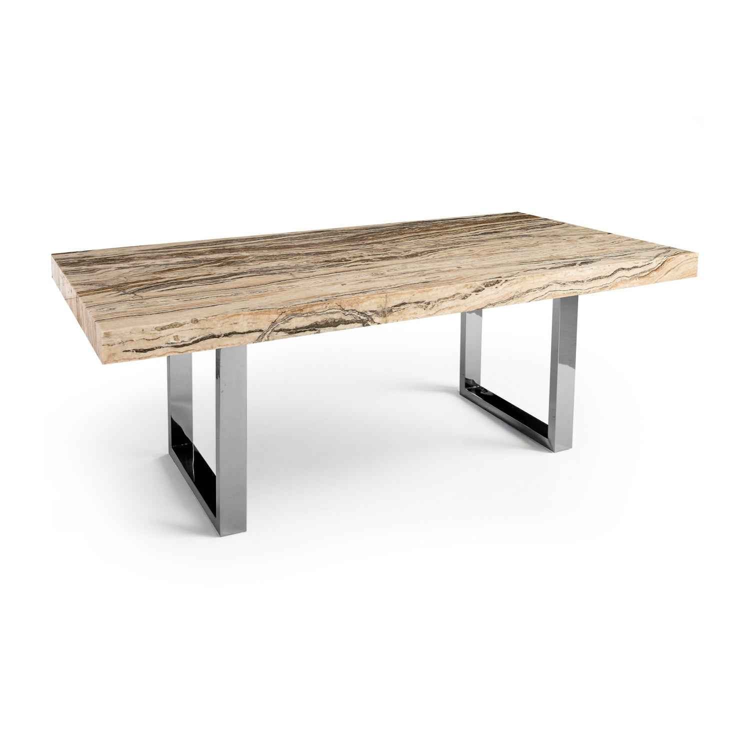 ONYX DINING TABLE, STAINLESS STEEL LEGS