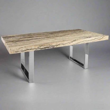 ONYX DINING TABLE, STAINLESS STEEL LEGS