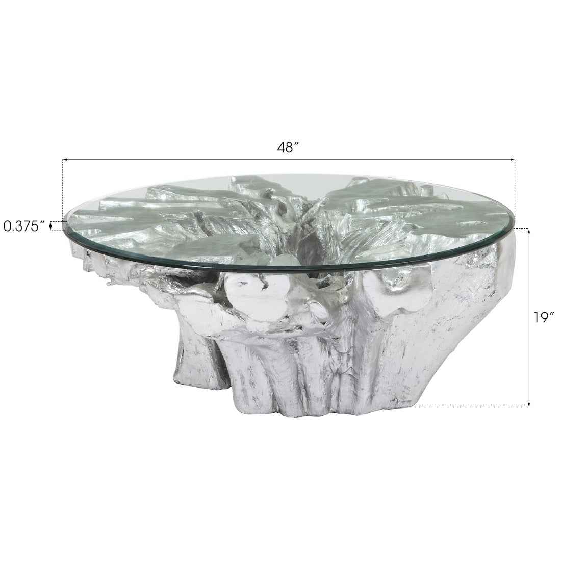 OTIS ROOT COFFEE TABLE GLASS SILVER LEAF
