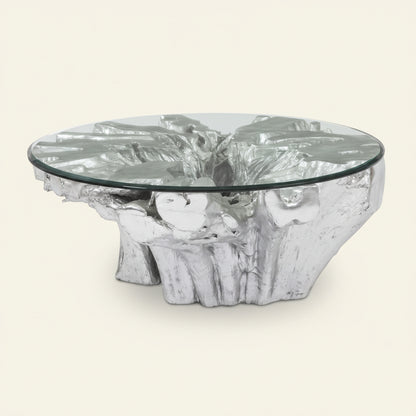 OTIS ROOT COFFEE TABLE GLASS SILVER LEAF